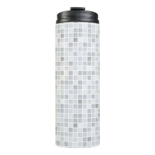 Gray Tiles Pattern Thermal Tumbler (Front)