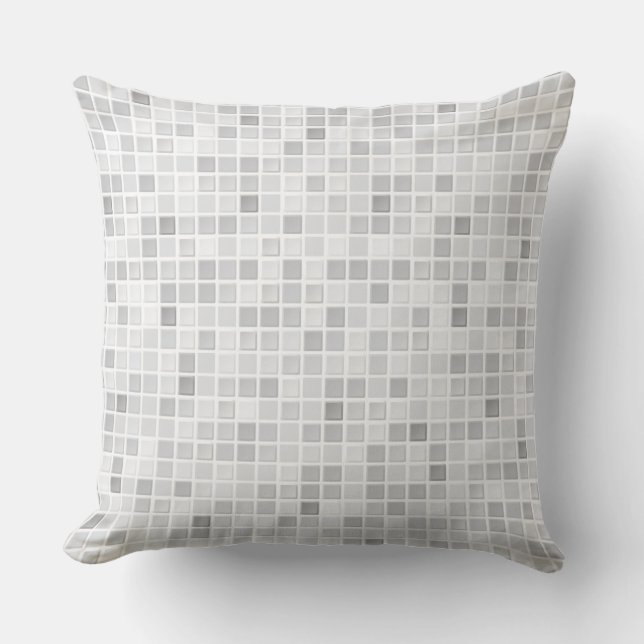 Gray Tiles Pattern Throw Pillow (Front)