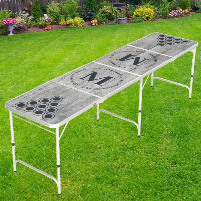 Gray Timber Modern Circle Monogram Beer Pong Table (Creator Uploaded)