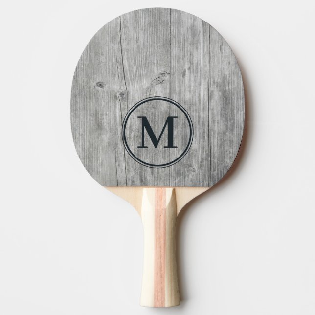 Gray Timber Monogram Ping Pong Paddle (Front)
