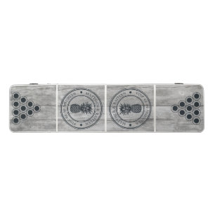 Gray Timber Pineapple Wedding Crest & Names Beer Pong Table