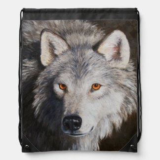 Gray Timber Wolf Face Backpack