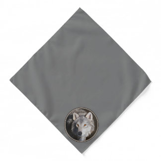 Gray Timber Wolf Face Bandana