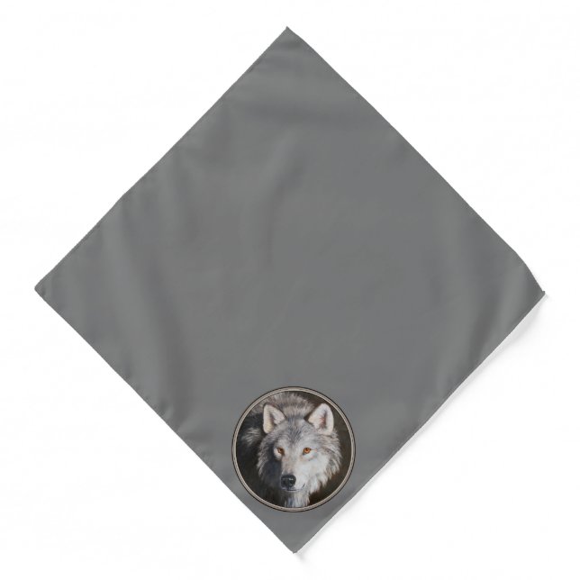 Gray Timber Wolf Face Bandana (Front)