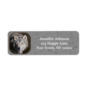 Gray Timber Wolf Face Label