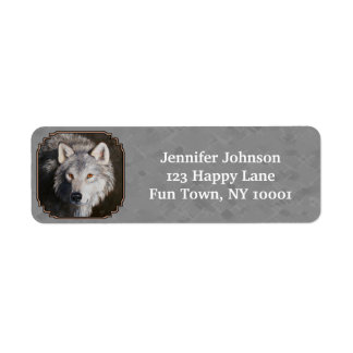 Gray Timber Wolf Face Label