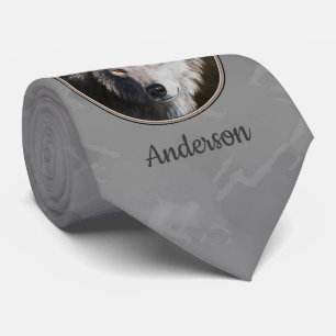 Gray Timber Wolf Face Neck Tie