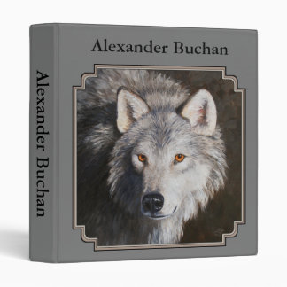 Gray Timber Wolf Face Portrait 3 Ring Binder