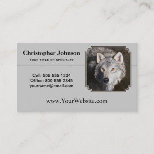 Gray Timber Wolf Face Portrait Business Card