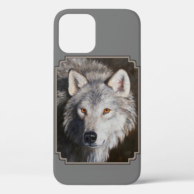 Gray Timber Wolf Face Portrait Case-Mate iPhone Case (Back)
