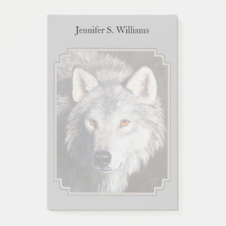 Gray Timber Wolf Face Portrait Post-it Notes