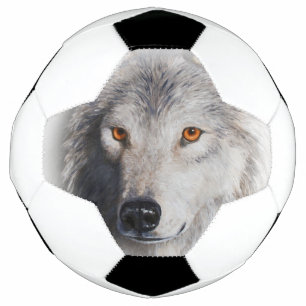 Gray Timber Wolf Face Soccer Ball