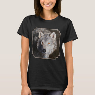 Gray Timber Wolf Face T-Shirt