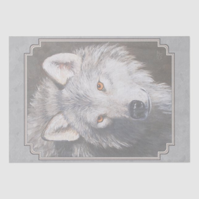 Gray Timber Wolf Face Tissue Paper (Front)