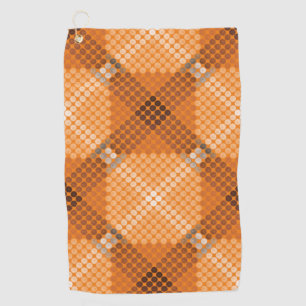 Gray to brown circles over orange, forming squares golf towel