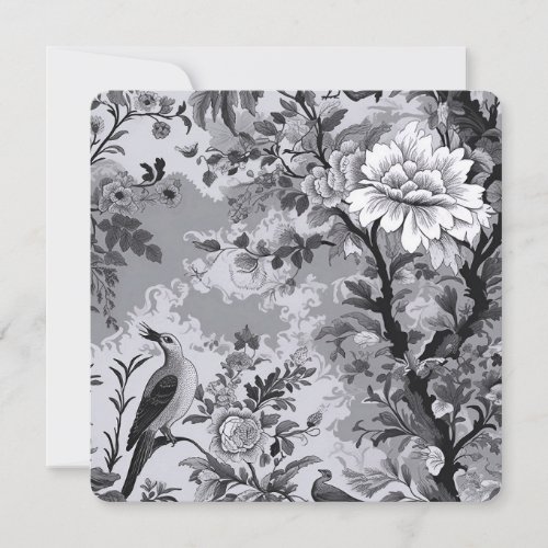 Gray Toile de Fleur Note Card