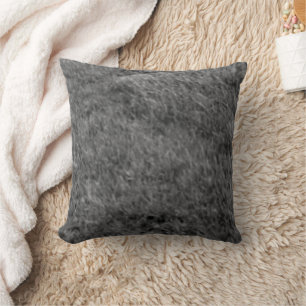 Gray Tone-on-Tone Mottled Fur Throw Pillow