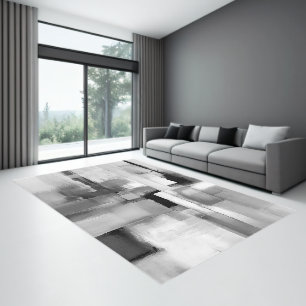 Gray tones abstract geometric art rug