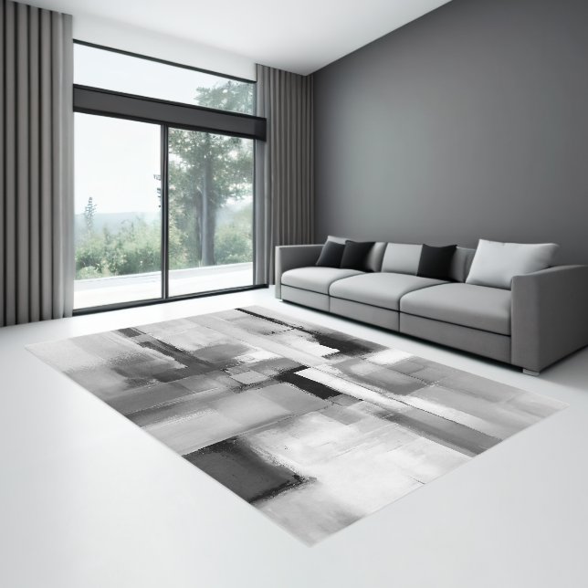 Gray tones abstract geometric art rug (Insitu (Indoor 3))