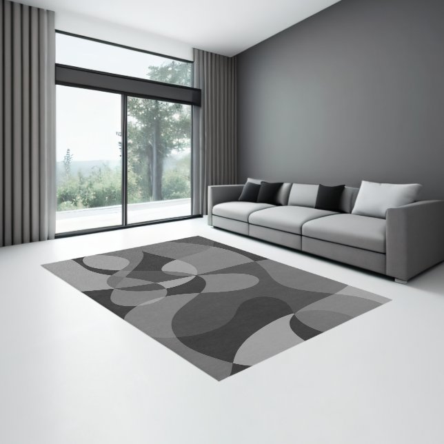 Gray tones abstract organic shapes composition rug (Insitu (Indoor 3))
