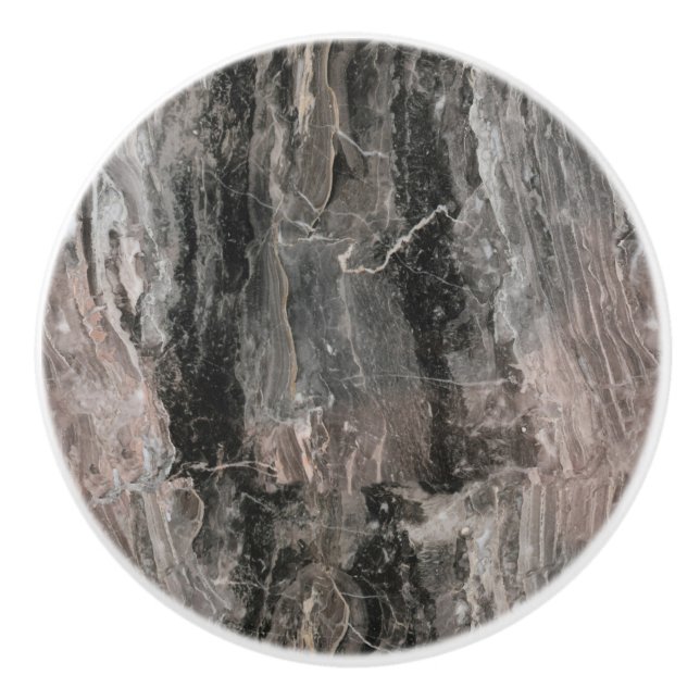 Gray Tones And Black Marble Stone Texture Ceramic Knob (Front)