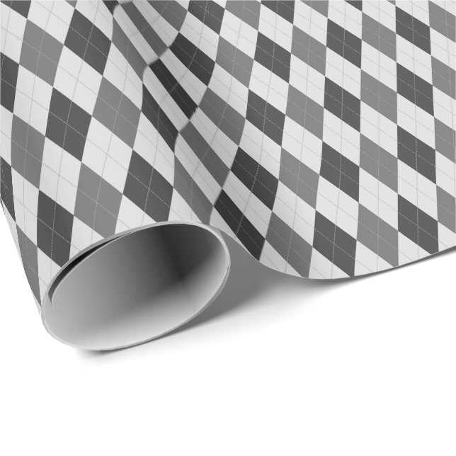 Gray Tones Argyle Wrapping Paper (Roll Corner)