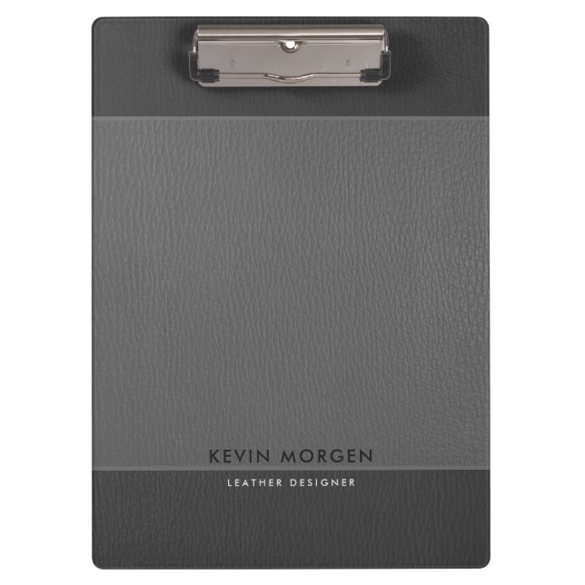 Gray Tones Faux Leather Clipboard (Front)
