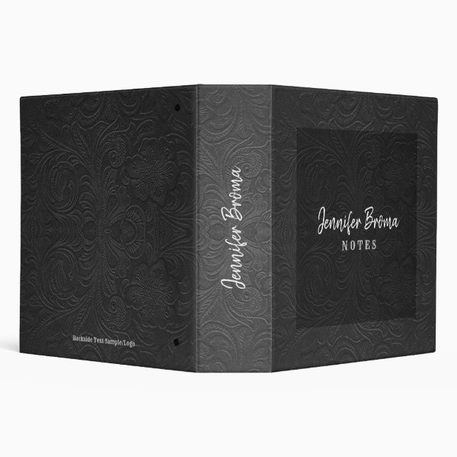 Gray Tones faux Suede leather Floral Pattern 3 Ring Binder (Background)