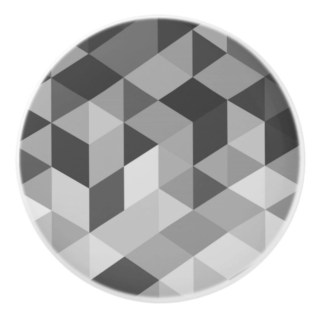 Gray Tones Geometric Shapes Ceramic Knob (Front)
