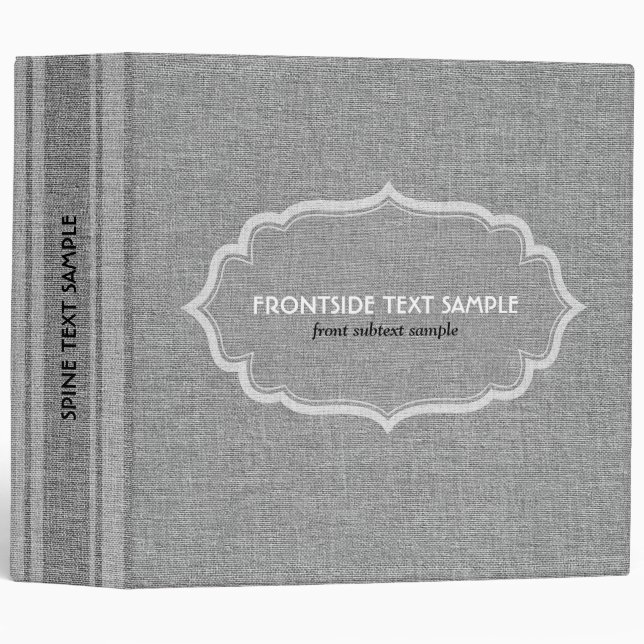 Gray Tones Linen Burlap Fabric Look 3 Ring Binder (Front/Spine)