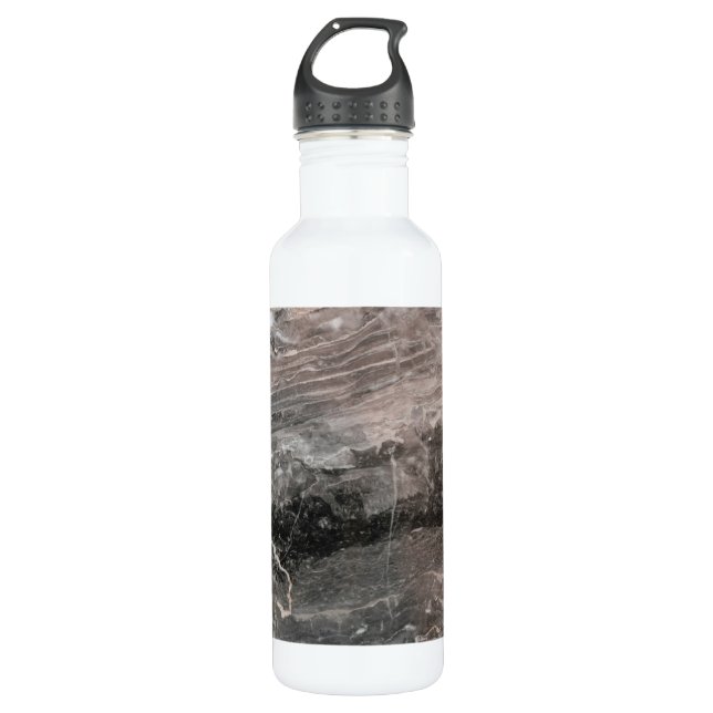Gray Tones Marbled Stainless Steel Water Bottle (Front)