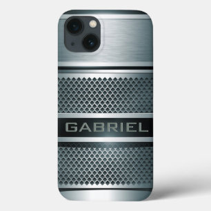 Gray Tones Metal Look Collage-Monogram iPhone 13 Case