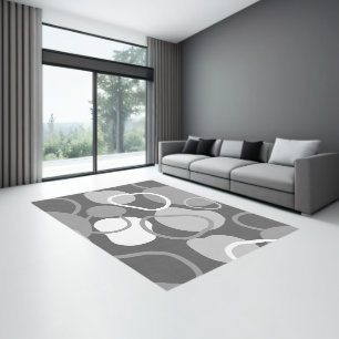 Gray tones organic shapes trendy modern pattern rug