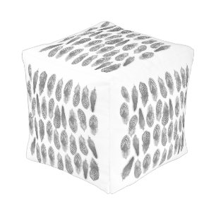 Gray Tones Rustic Feather Vintage Modern Pattern Pouf