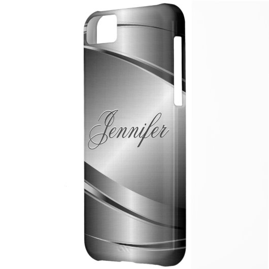 Gray Tones Stainless Steel Metalli Look- Monogram Case-Mate iPhone Case (Back Left)