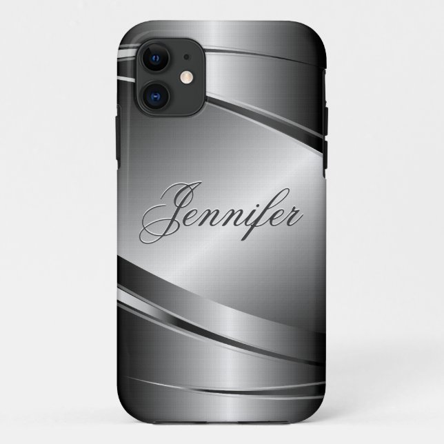 Gray Tones Stainless Steel Metalli Look- Monogram Case-Mate iPhone Case (Back)