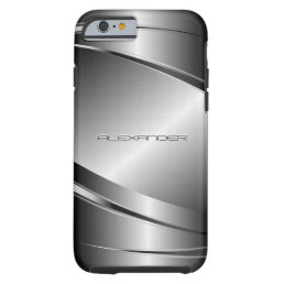 Gray Tones Stainless Steel Metalli Look- Monogram Tough iPhone 6 Case