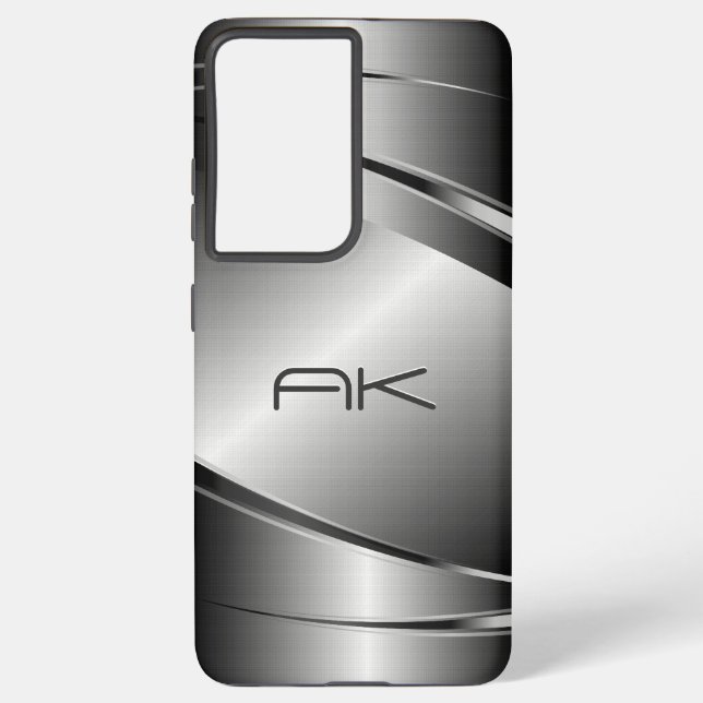 Gray Tones Stainless Steel Metalli Look- Monogram Samsung Galaxy Case (Back)
