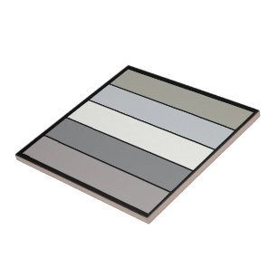 Gray Tones With Black Stripes On Watercolor Paper Ceramic Tile
