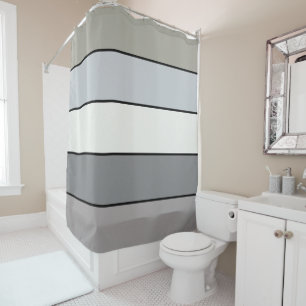 Gray Tones With Black Stripes On Watercolor Paper Shower Curtain