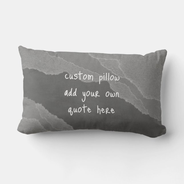 gray torn paper design add your own text  lumbar pillow (Back)