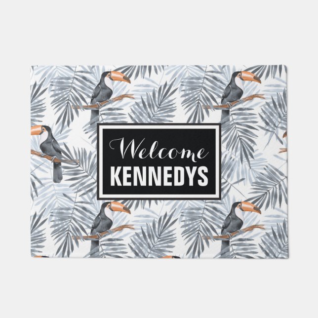 Gray Toucan | Add Your Name Doormat (Front)