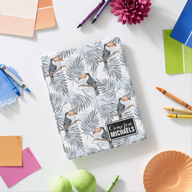 Gray Toucan | Add Your Name iPad Smart Cover (In Situ)