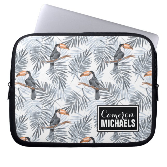 Gray Toucan | Add Your Name Laptop Sleeve (Front)