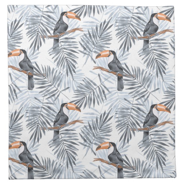 Gray Toucan Cloth Napkin (Front)