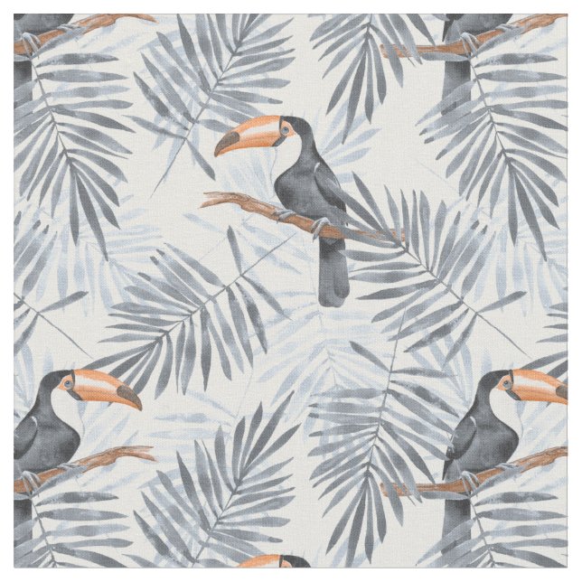 Gray Toucan Fabric (Close Up)