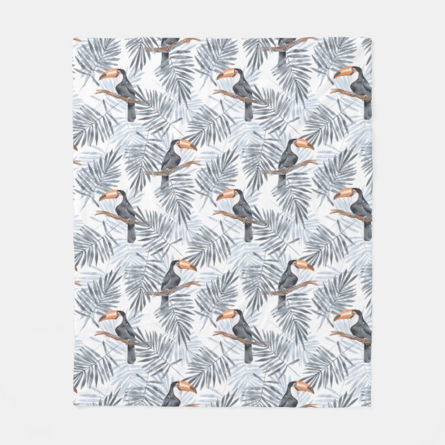 Gray Toucan Fleece Blanket (Front)