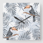 Gray Toucan Square Wall Clock