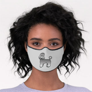 Gray Toy Poodle Cartoon Dog Premium Face Mask