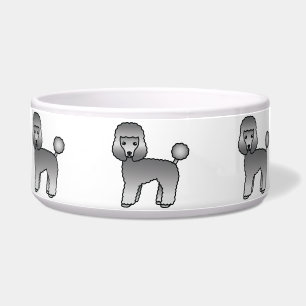 Gray Toy Poodle Cute Cartoon Dog Bowl